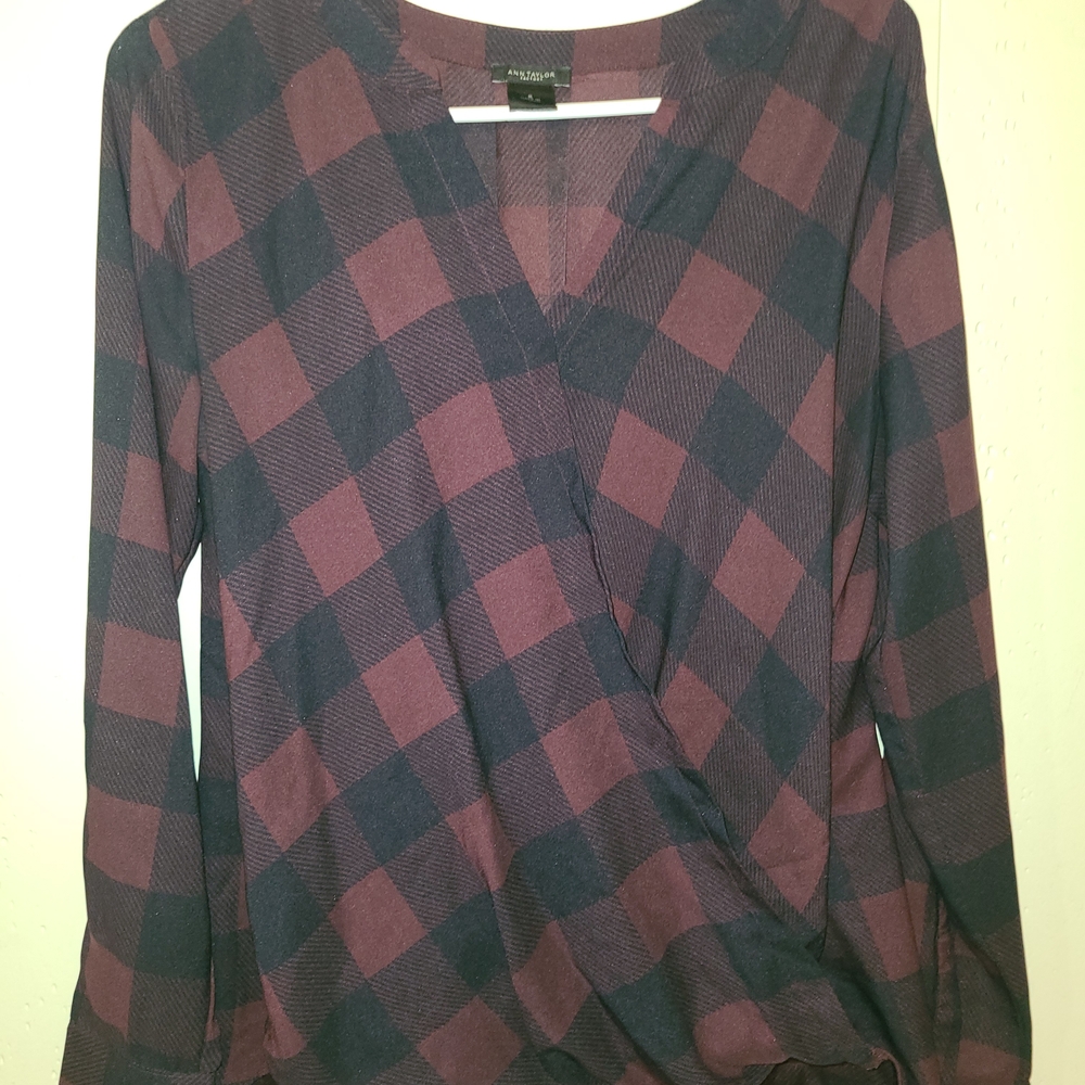 Plaid V-Neck Wrap Top